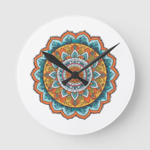 Relógio Redondo mandala de várias cores