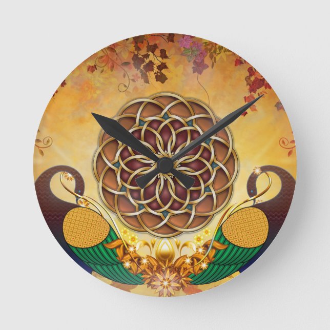 Relógio Redondo Mandala do Serenade do outono do pulso de disparo (Frente)