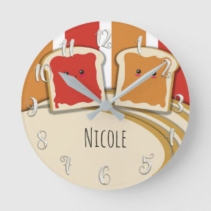 Relógio Redondo Manteiga de Amendoim & Geleia de Morango PB&J