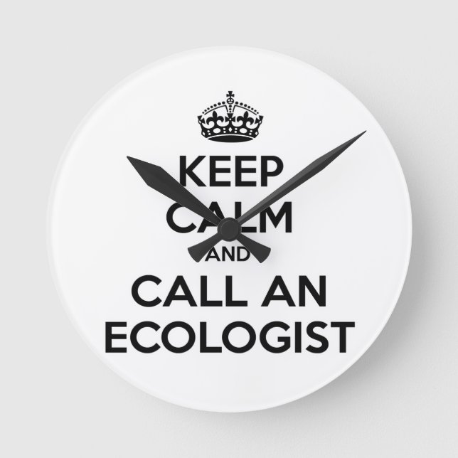 Relógio Redondo Mantenha a calma e chame um ecologista (Frente)