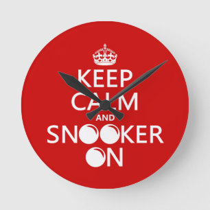 Relógio Redondo Mantenha a calma e o Snooker em (todas as cores)