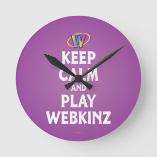 Relógio Redondo Mantenha-Se Calmo E Jogue Webkinz