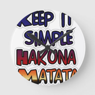 Relógio Redondo Mantenha Simples Arte de Hakuna Matata