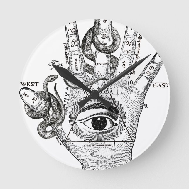 Relógio Redondo Mão de Cobra do Compass Illuminati (Frente)