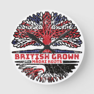 Relógio Redondo Maori British Tree Roots Flag