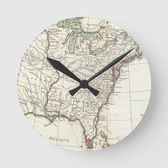 Relógio Redondo Mapa de 1776 Colônias (Frente)