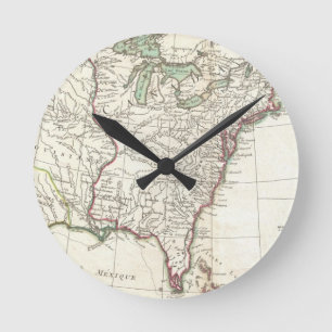 Relógio Redondo Mapa de 1776 Colônias