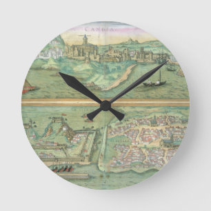 Relógio Redondo Mapa de Candia e de Corfu, 'de Civitates Orbis Ter