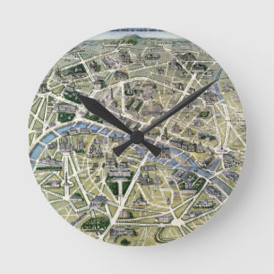 Relógio Redondo Mapa de Paris durante o período dos Grands