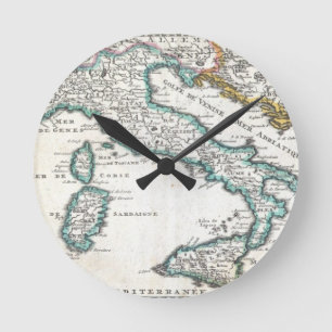 Relógio Redondo Mapa do vintage de Italia (1706)