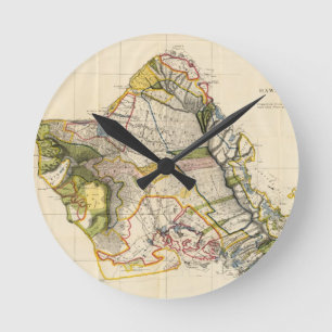 Relógio Redondo Mapa do vintage de Oahu Havaí (1906)