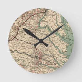 Relógio Redondo Mapa dos campos de batalha da Guerra Civil de Vint
