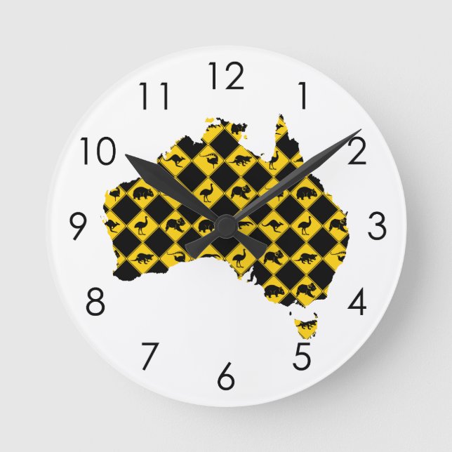 Relógio Redondo Mapa dos Sinais de Estrada Animal da Austrália (Frente)