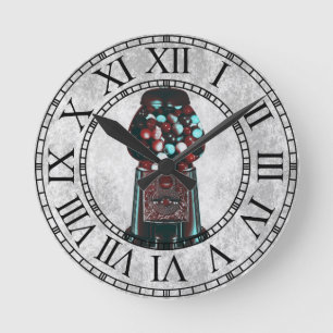 Relógio Redondo Máquina de Gumball Retroativa