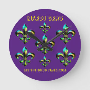 Relógio Redondo Mardi Gras Fleur De Lis