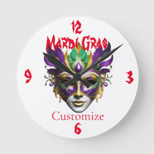 Relógio Redondo Mardi Gras Mask Thunder_Cove