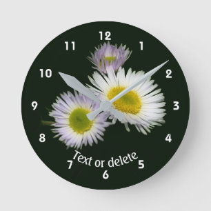 Relógio Redondo Margarida Erigeron Flores Silvestres Personalizada