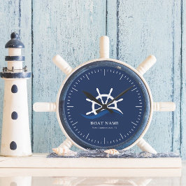 Relógio Redondo Marinho de Onda Azul Náutica Capitão Navio Barco E