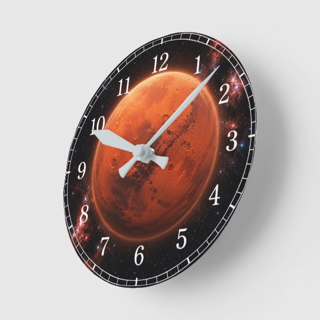 Relógio Redondo Mars Wall Clock — Space-Inspired Design (Ângulo)