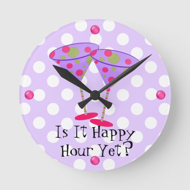 Relógio Redondo Martini Glass Happy Hour Wall Clock (Frente)