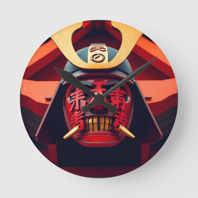 Relógio Redondo Máscara vermelha de samurai anime (Frente)