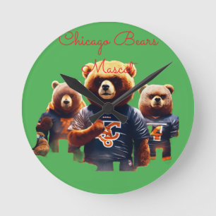 Relógio Redondo Mascote do Chicago Bears da Floresta Negra – Futeb