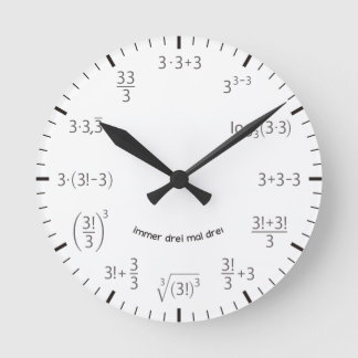 Relógio Redondo Mathe Wanduhr Drei mal Drei