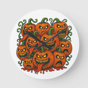 Relógio Redondo Mau Pumpkin Horde Halloween