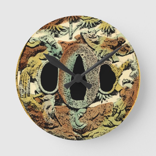 Relógio Redondo Medalhão Asiático Iluminado pelo Vision Studio (Frente)