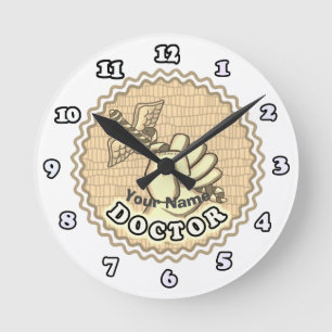 Relógio Redondo Médico da mão com caduceto
