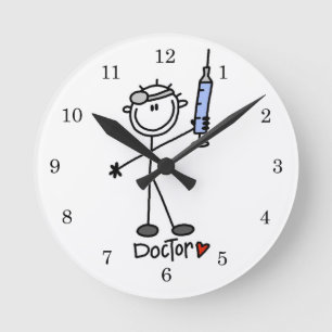 Relógio Redondo Médico de Boneco de Palito Básico