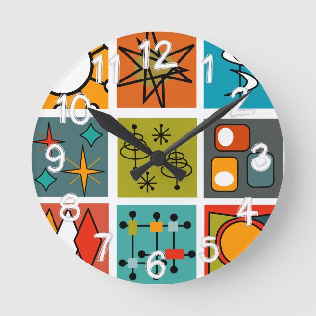 Relógio Redondo Médio-século Moderno Smorgasbord (Frente)