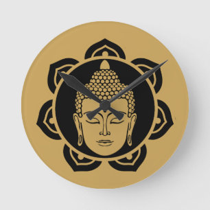 Relógio Redondo Meditação de Cabeça de Buda