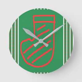 Relógio Redondo Meia de Natal Vermelha Verde sobre Verde