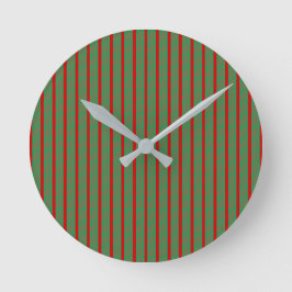 Relógio Redondo Meia de Natal Vermelho Verde sobre Vermelho Verde