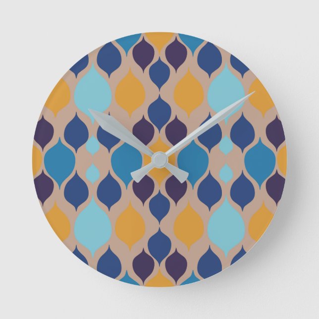 Relógio Redondo Meio século 1960s bege geométrico (Frente)