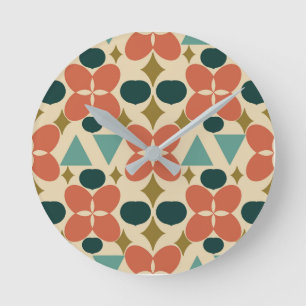 Relógio Redondo Meio século Amarelo de Flor Moderno