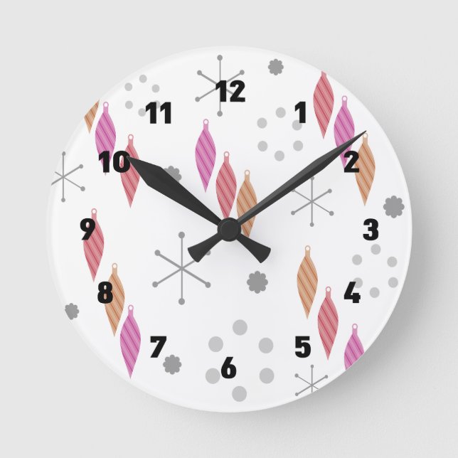 Relógio Redondo Meio século Modernos ornamentos de inverno (Frente)