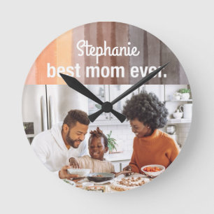 Relógio Redondo Melhor Mãe Alguma vez tirada personalizada com fai