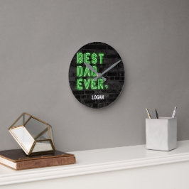 Relógio Redondo Melhor Pai de Sempre Personalizado Neon Moderno