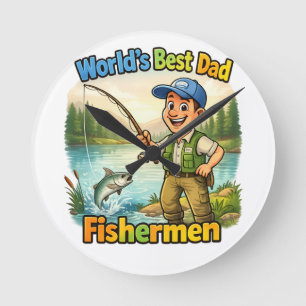 Relógio Redondo Melhor Pai Pescador pelo Lago Divertida Ideia de P