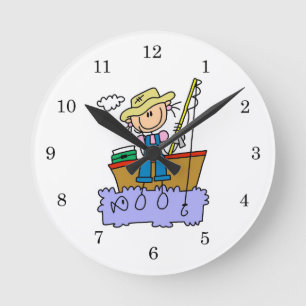 Relógio Redondo Menina de Palitinho Pescando