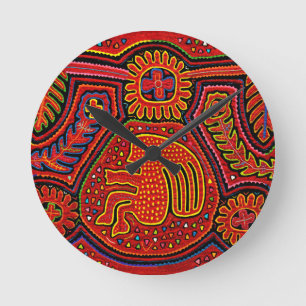 Relógio Redondo Menina índia Kuna em uma bicicleta