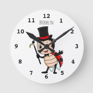 Relógio Redondo Meninada bonita com chapéu de cima e desenho de g