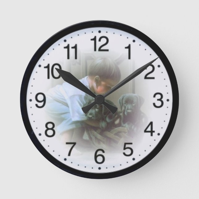 Relógio Redondo Menino e cães (Frente)