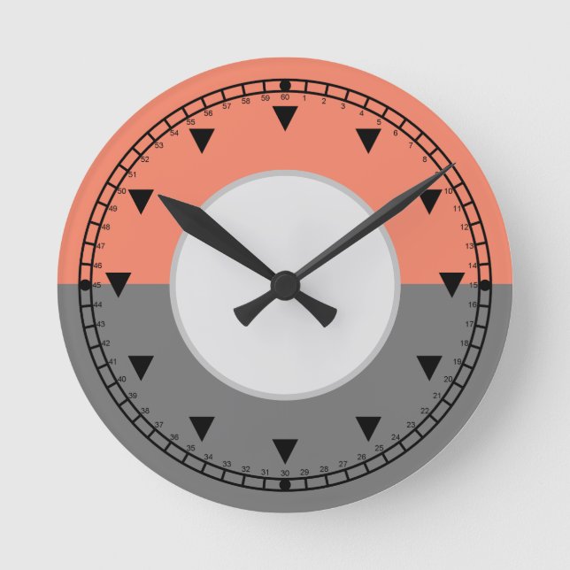 Relógio Redondo Metades do Círculo Geométrico Moderno (Frente)