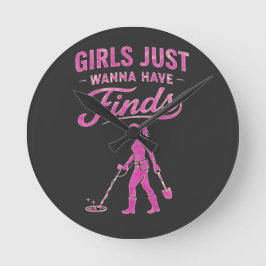 Relógio Redondo Metal Detecting Pink Lady
