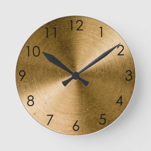 Relógio Redondo Metal metálico girado vintage do ouro de bronze
