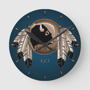 Relógio Redondo Metis Clock First Nation Spirit Buffalo Wall Clock
