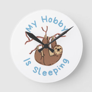 Relógio Redondo Meu Hobby é Dormir – Design Divertido de Preguiça